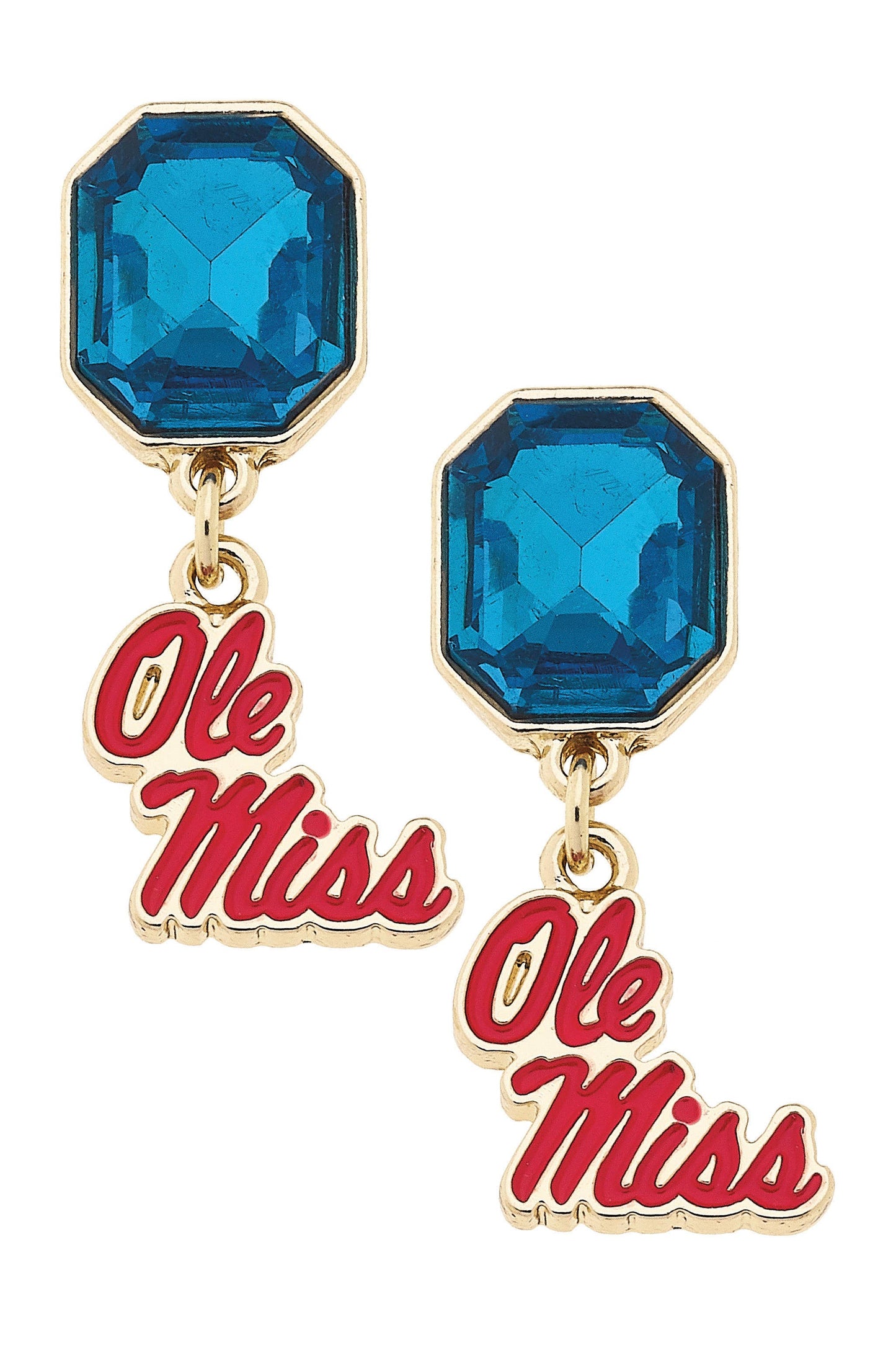 Ole Miss Rebels Rhinestone Enamel Logo Earrings