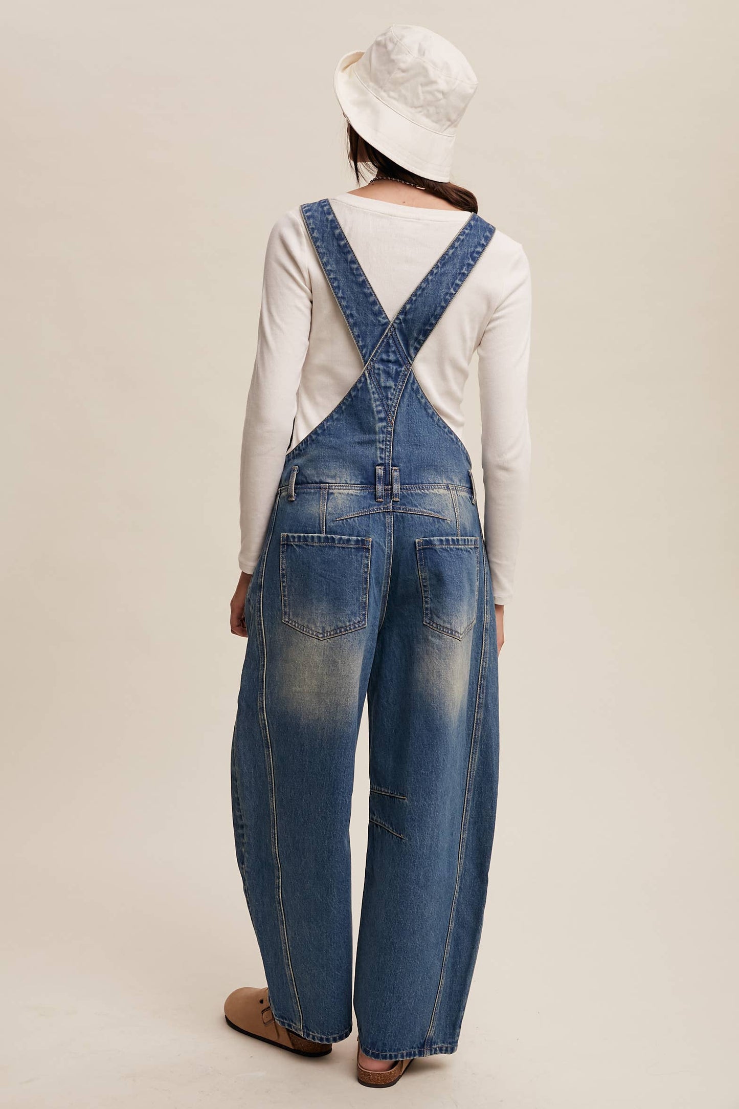Barrel Jean Denim Overall: Blue Denim / S-M-L