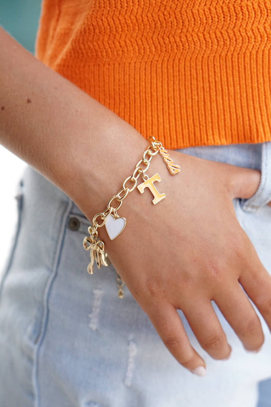 Tennessee Vols Enamel Icons Charm Bracelet in Shiny Gold