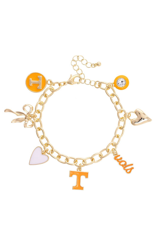 Tennessee Vols Enamel Icons Charm Bracelet in Shiny Gold