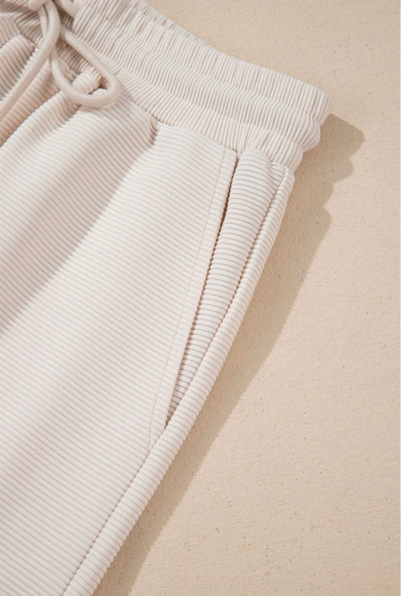 Apricot Textured Ruffle Sleeve Zippered Top Wide Leg Pant Set