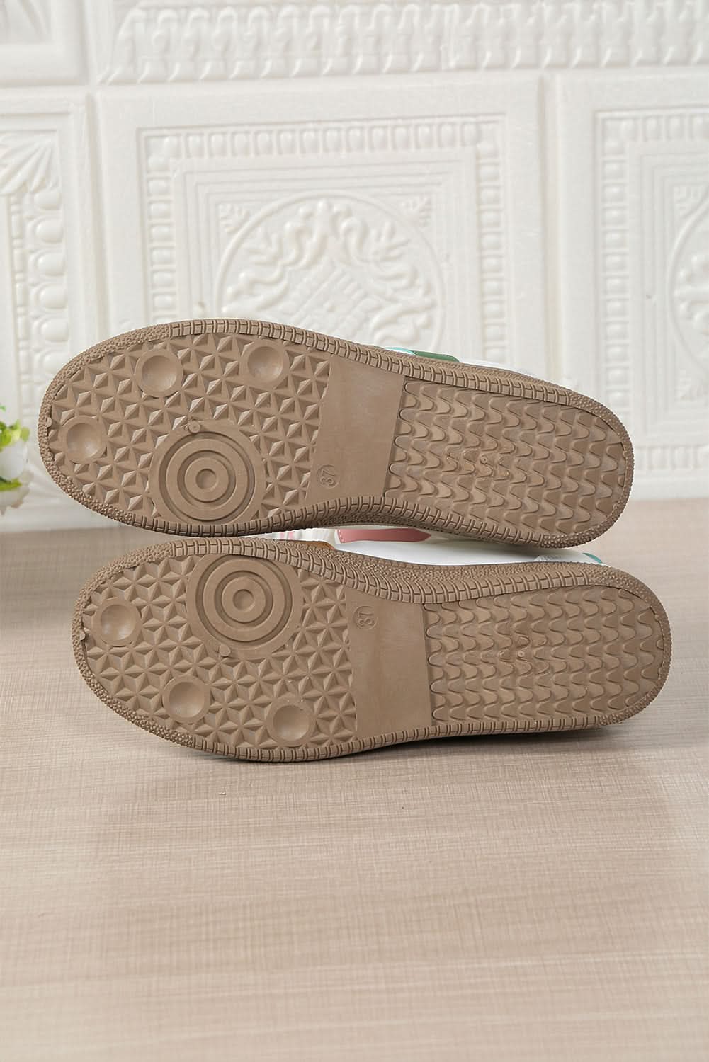 Pink Striped Patchwork Lace Up Sneakers PU Leather