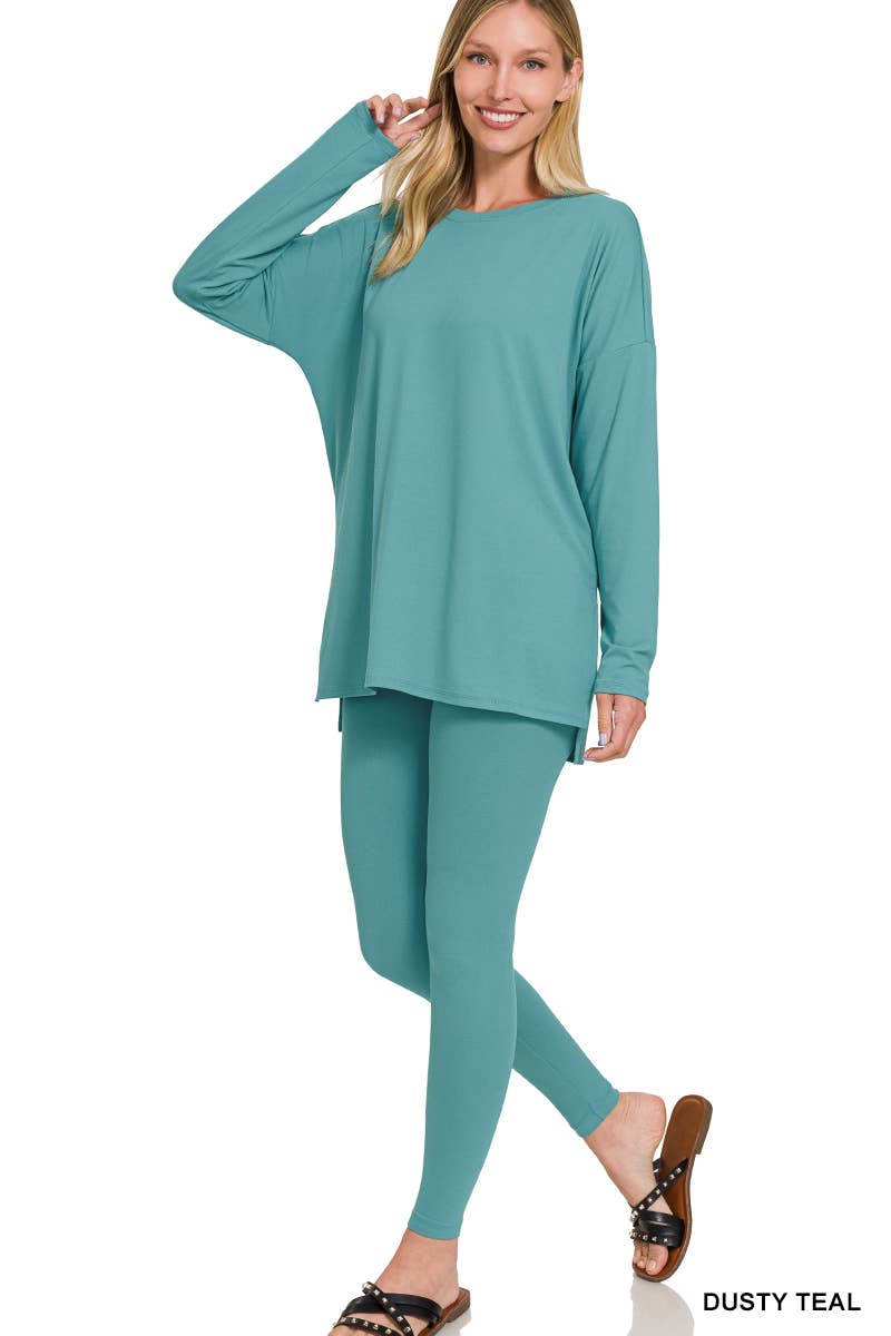 Brushed Microfiber Loungewear Athletic Set: Three Colors Available