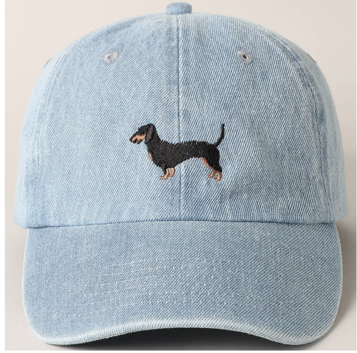 Dachshund Dog Embroidered Denim Baseball Cap