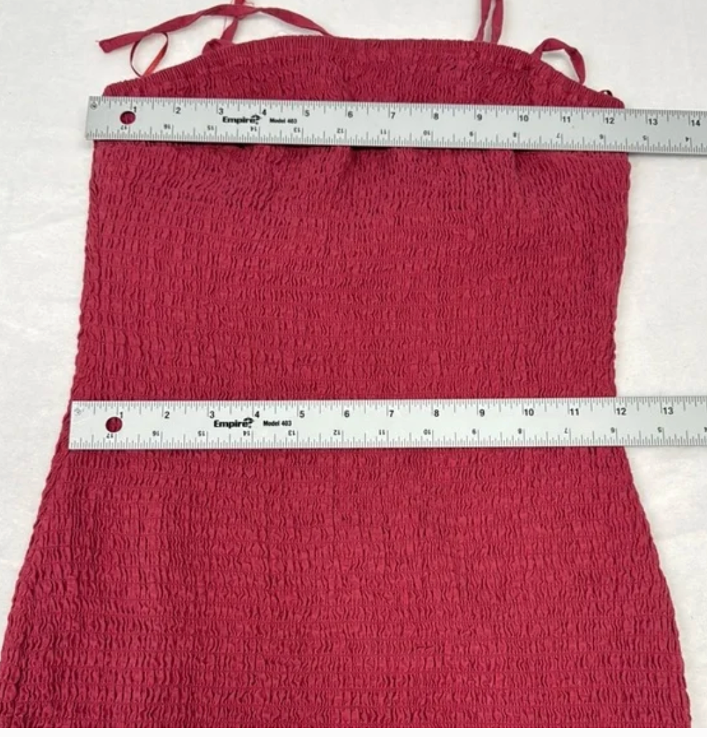 Abercrombie & Fitch Pink Ribbed Mini Dress Casual Smocked Stretch Ruffle XS