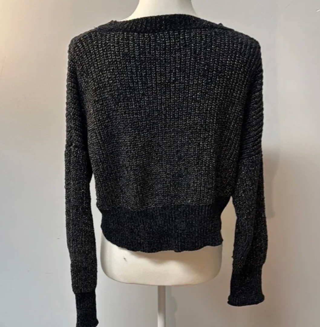 Altar’d State Black Metallic Cropped Sweater ✨