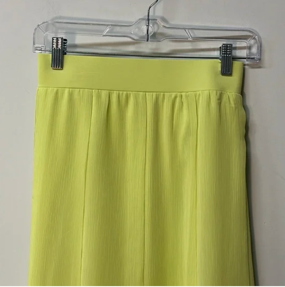 Ruby Rd. Lime Green Sheer Lined Elastic Waist Flowy A-Line Maxi Skirt – Size Large