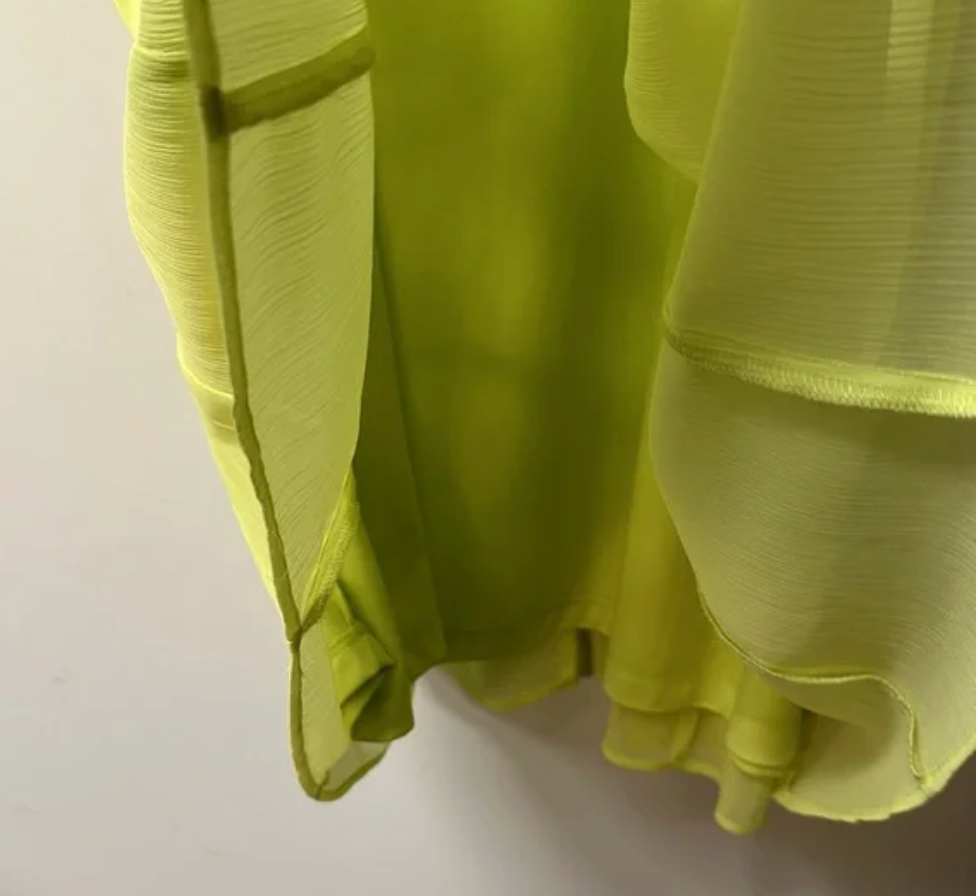 Ruby Rd. Lime Green Sheer Lined Elastic Waist Flowy A-Line Maxi Skirt – Size Large