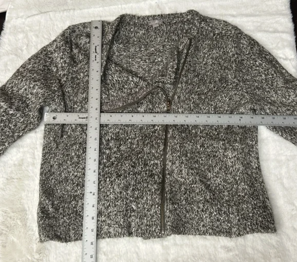 J. Jill Cardigan Zip Sweater – Brown Knit, Size Large