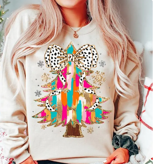 Bold & Festive Brushstroke Christmas Tree | Colorful | Sweatshirt