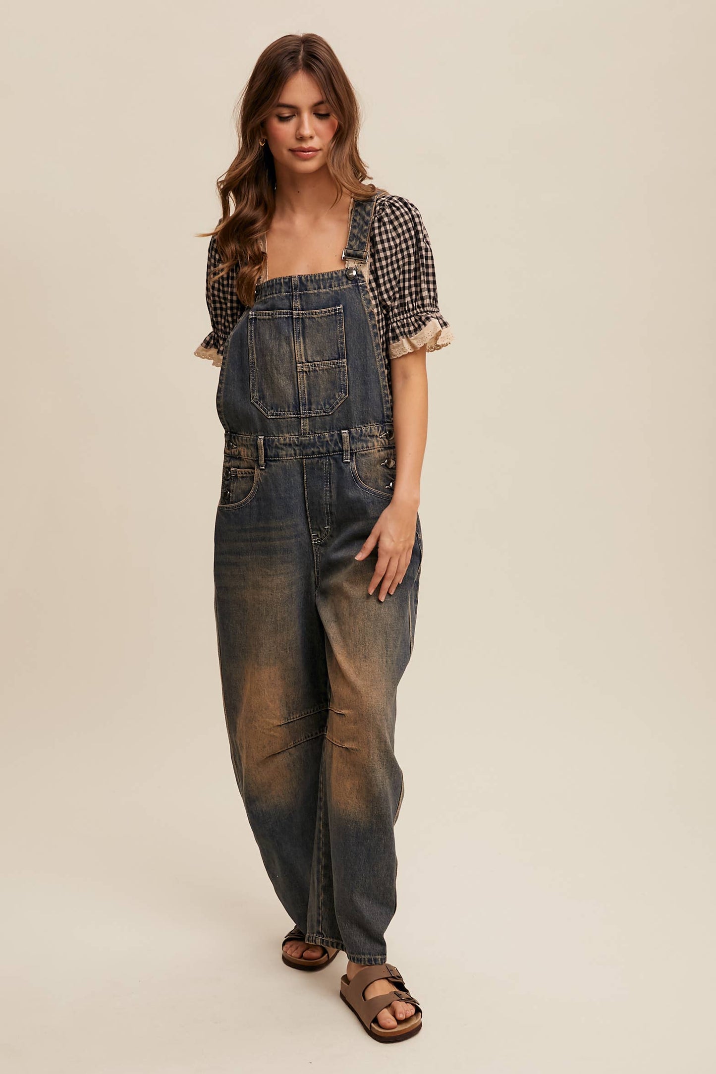 Barrel Jean Denim Overall: Blue Denim / S-M-L