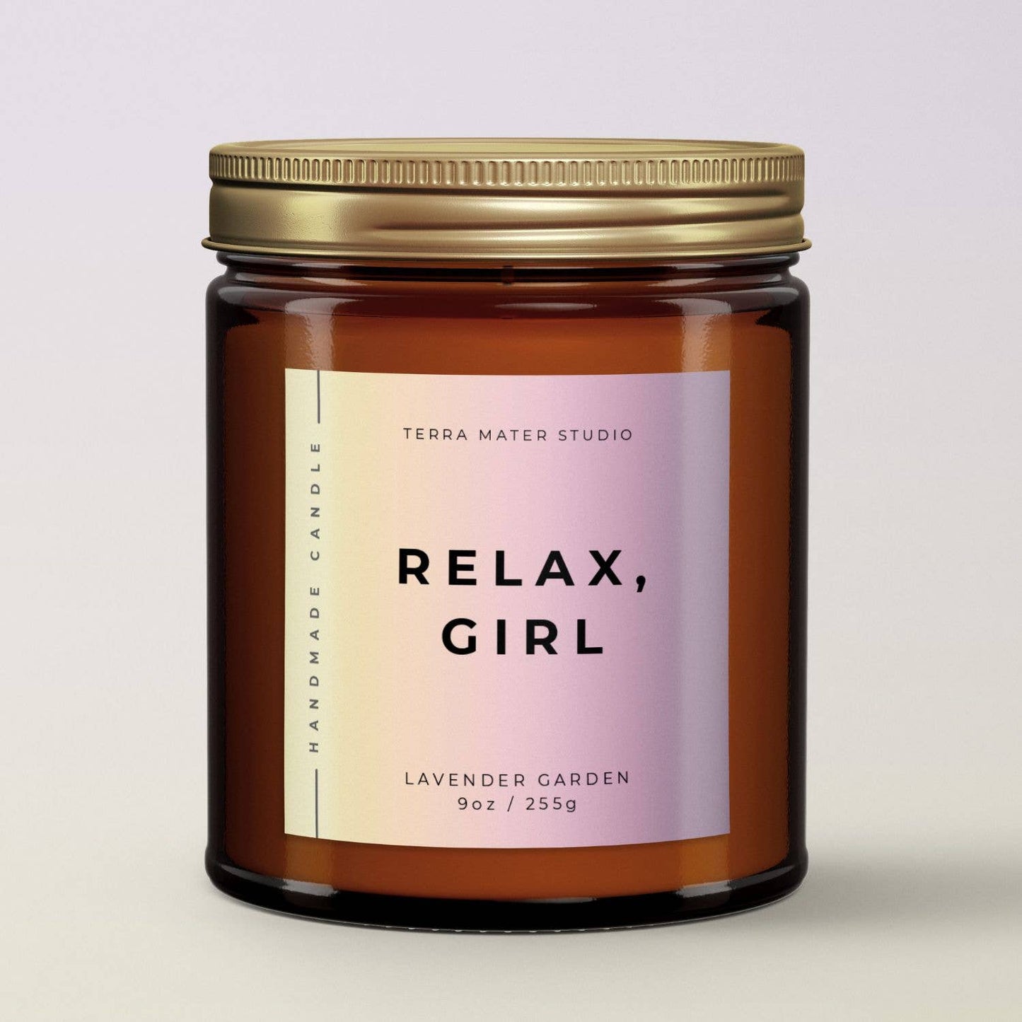 “Relax, Girl” Lavender Garden Soy Candle – Calming Aromatherapy Bliss,  All-Natural Scented Candle: Lavender Garden / 9 oz