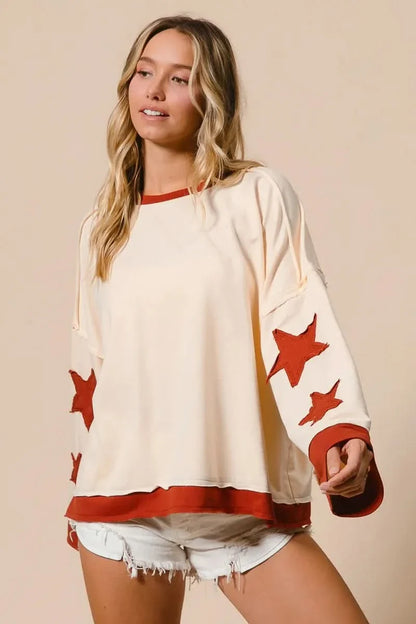 BiBi French Terry Patch Detail Sweatshirt With Red Stars