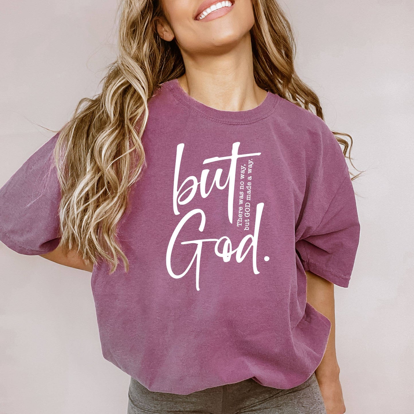 But God Tee - Christian Tee - Faith Tee - Summer Tee: Berry
