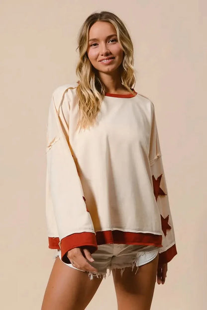 BiBi French Terry Patch Detail Sweatshirt With Red Stars