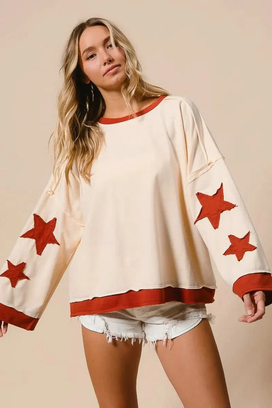 BiBi French Terry Patch Detail Sweatshirt With Red Stars