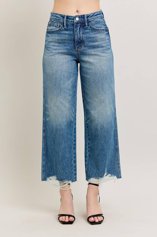 Judy Blue High Waist Rigid Magic Destroy Wide Leg Crop: 11/30