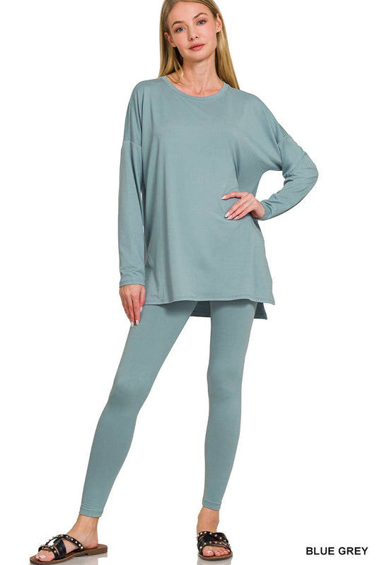 Brushed  Microfiber Loungewear Athletic Set: Three Colors Available
