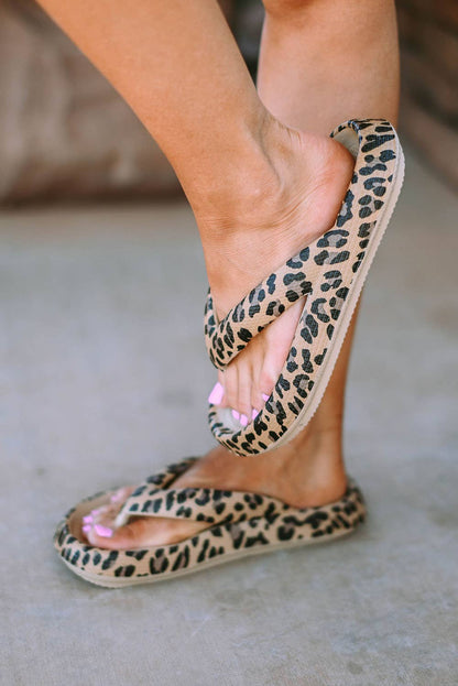 Women Leopard Print Thick Sole Flip Flops | US6-10: As shown / Standard / US6 (CN37)