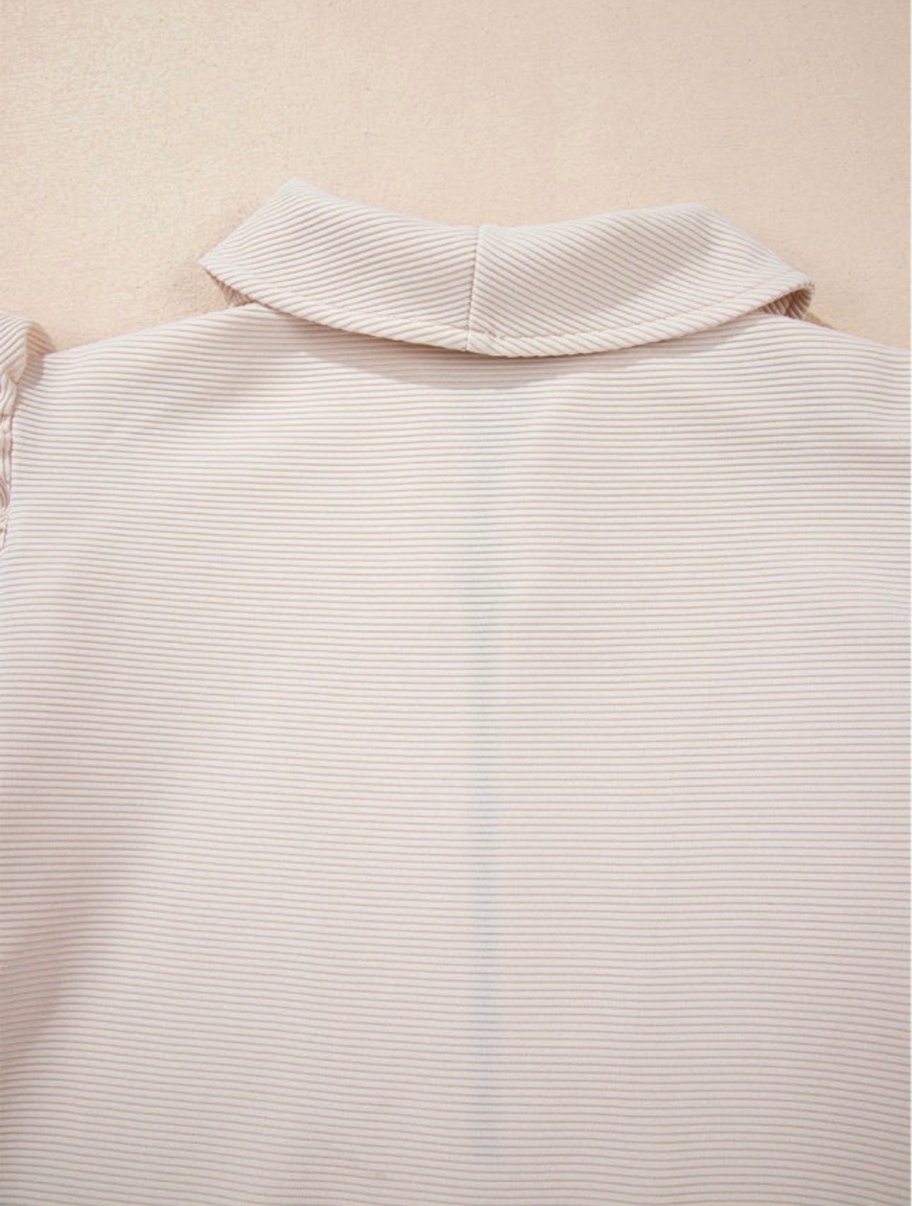 Apricot Textured Ruffle Sleeve Zippered Top Wide Leg Pant Set