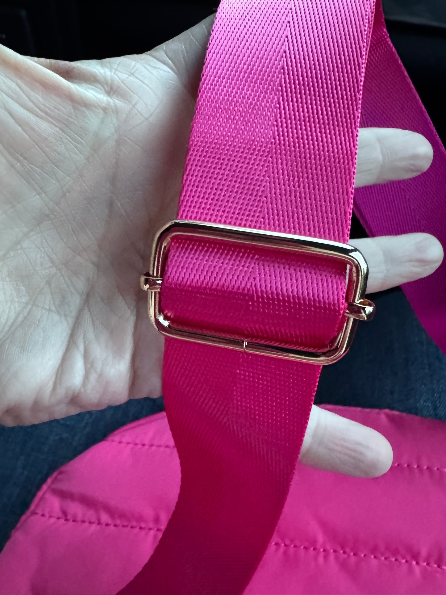 Pretty Simple Jolie Puffer Crossbody Bag Pink Adjustable Strap