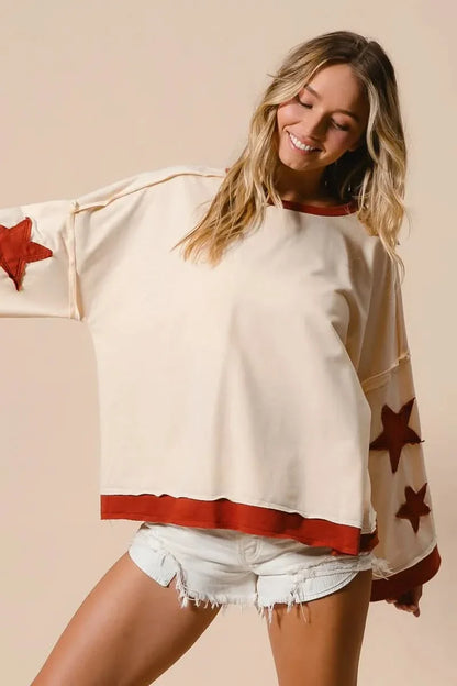 BiBi French Terry Patch Detail Sweatshirt With Red Stars