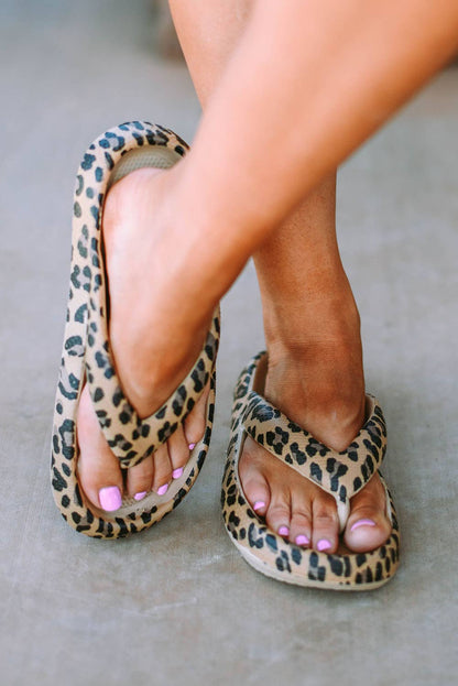 Women Leopard Print Thick Sole Flip Flops | US6-10: As shown / Standard / US6 (CN37)