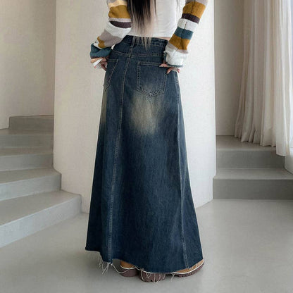 Wash it and turn it into an old pocket A-line skirt: BLUE
