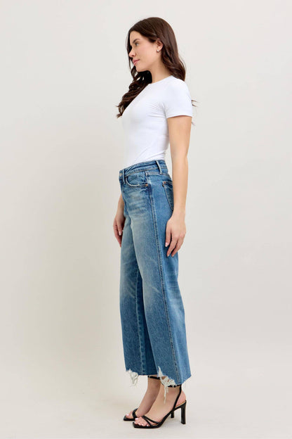 Judy Blue High Waist Rigid Magic Destroy Wide Leg Crop: 11/30