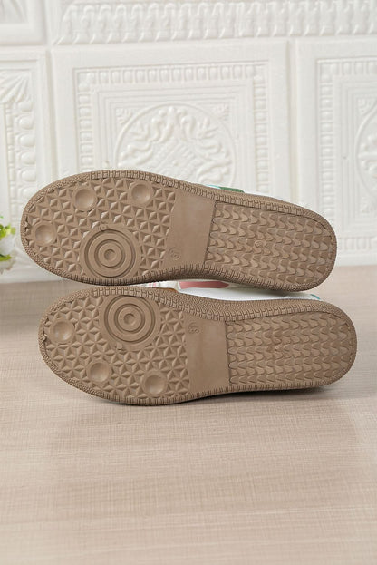 Pink Striped Patchwork Lace Up Sneakers PU Leather