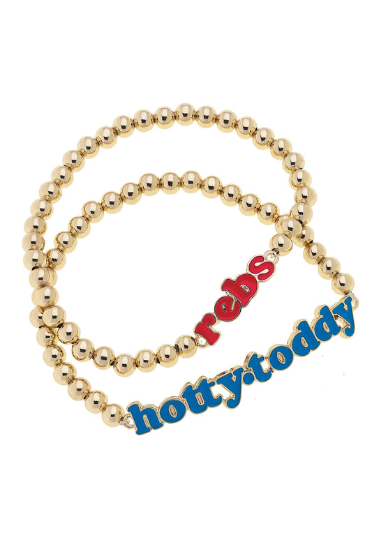 Ole Miss Rebels Slogan Ball Bead Bracelet Set of 2