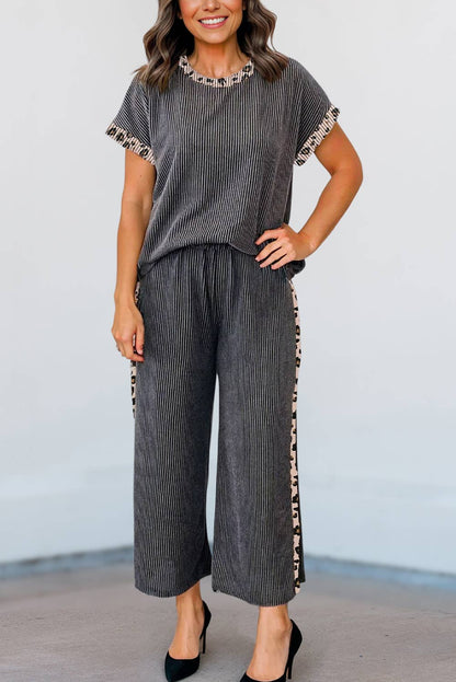 Leopard Patchwork T Shirt and Pants Set  | S-XL