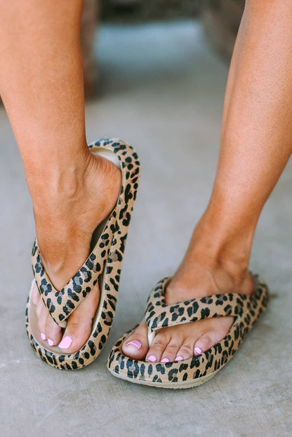 Women Leopard Print Thick Sole Flip Flops | US6-10: As shown / Standard / US6 (CN37)
