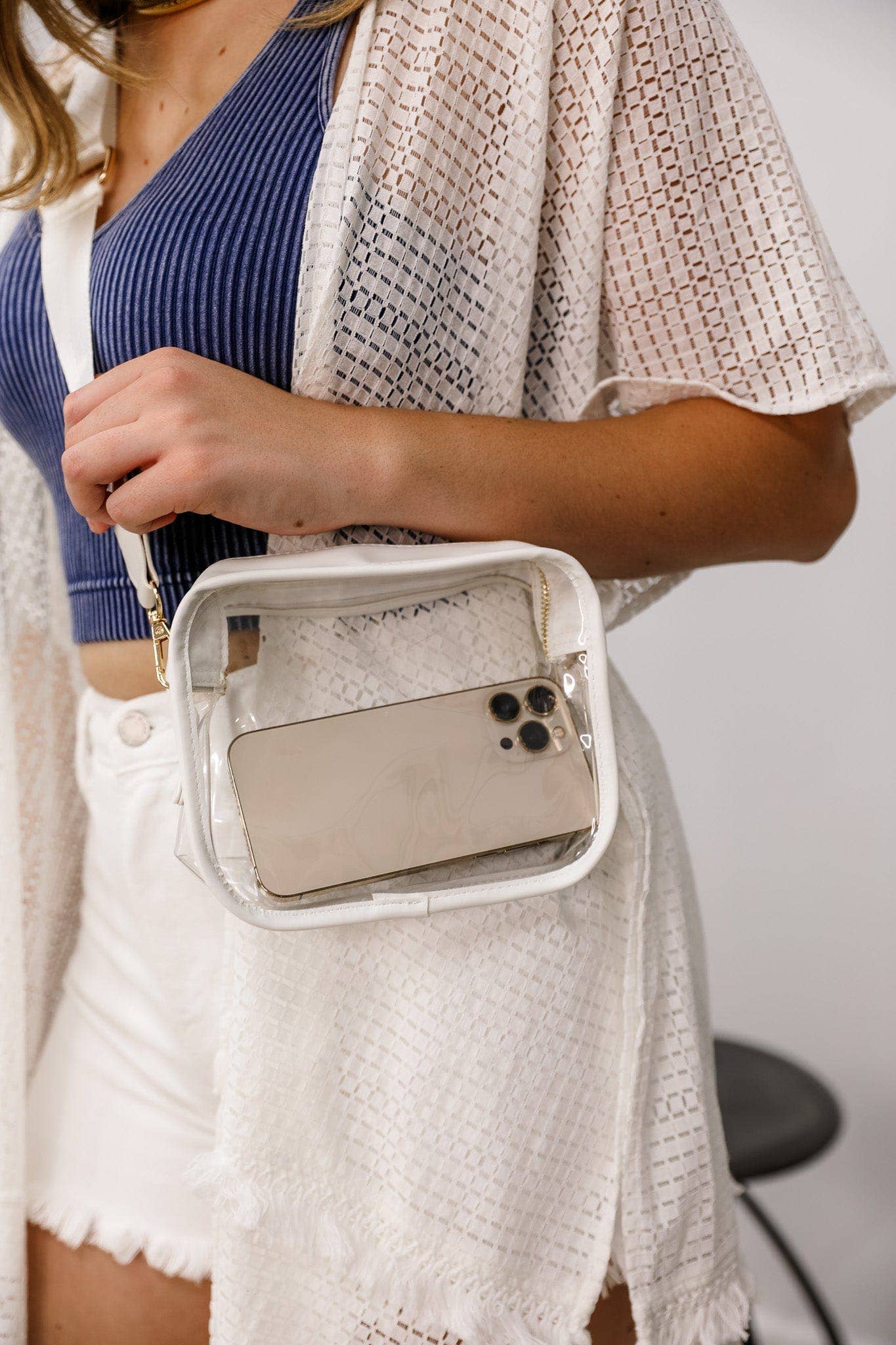 COKO Crossbody Clear Messenger Bag: WHITE