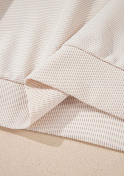 Apricot Textured Ruffle Sleeve Zippered Top Wide Leg Pant Set