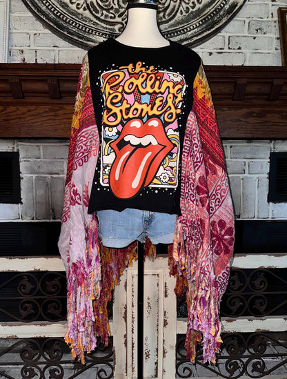 Butterfly Top “Rolling Stones” Fringed
