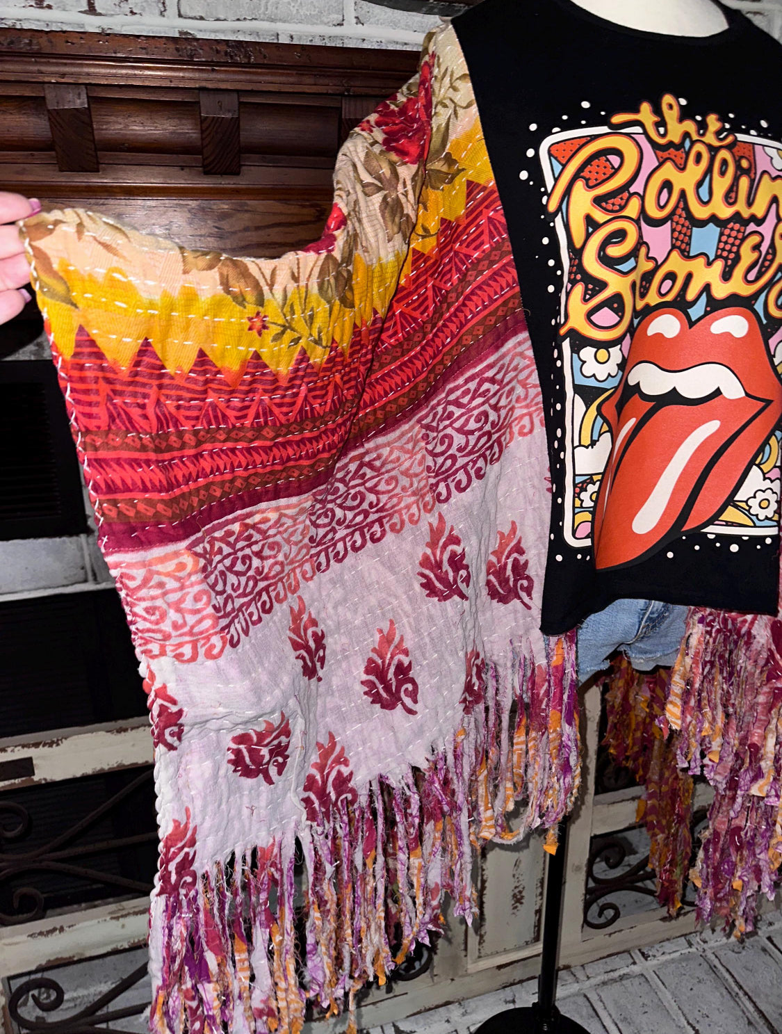 Butterfly Top “Rolling Stones” Fringed