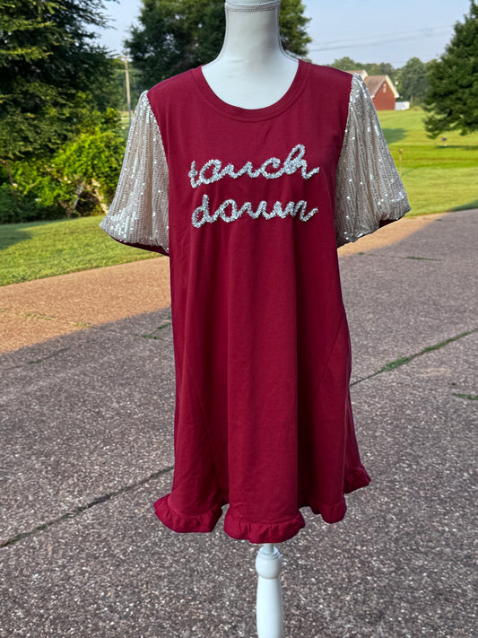 Umgee Crimson Dress Touch Down Game Day