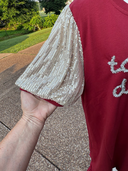 Umgee Crimson Dress Touch Down Game Day