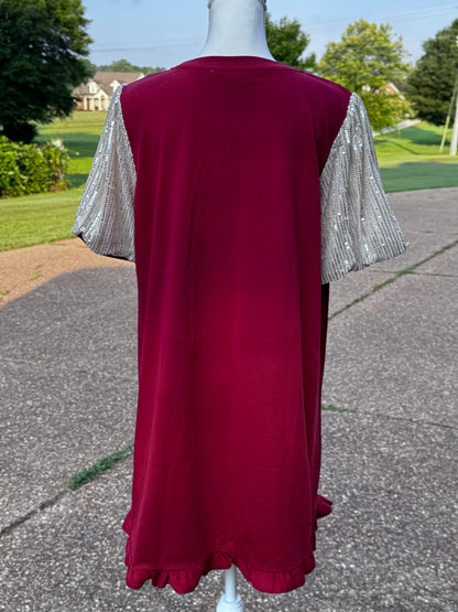 Umgee Crimson Dress Touch Down Game Day
