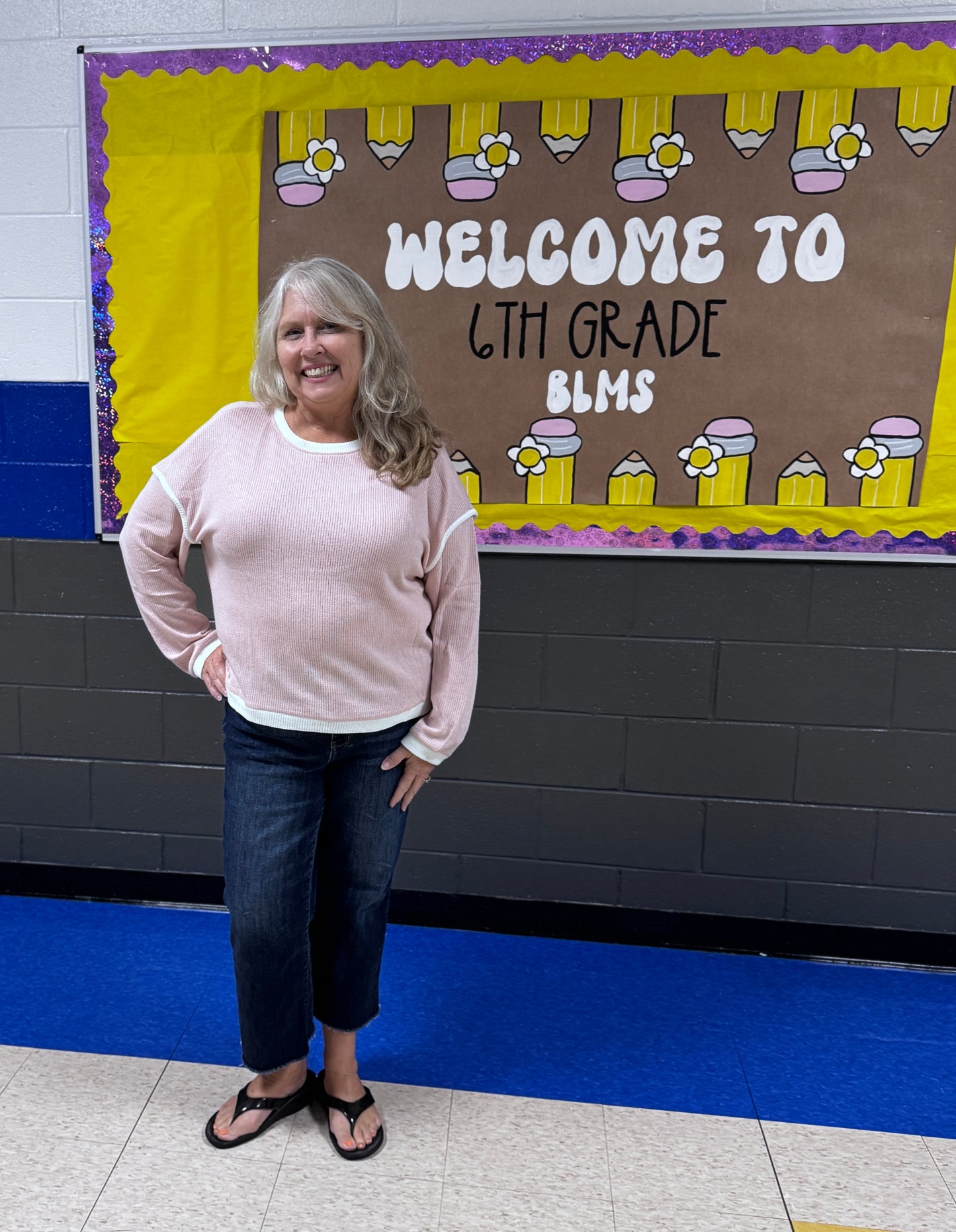Colorblock Crewneck Knit Look Long Sleeve Pullover Top: Pink / 65%Polyester+30%Viscose+5%Elastane