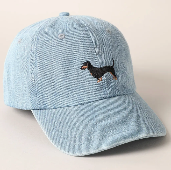 Dachshund Dog Embroidered Denim Baseball Cap