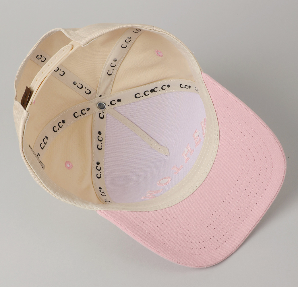 MOTHER Upside Down Lettering Embroidery Cap Pink or Mint Green