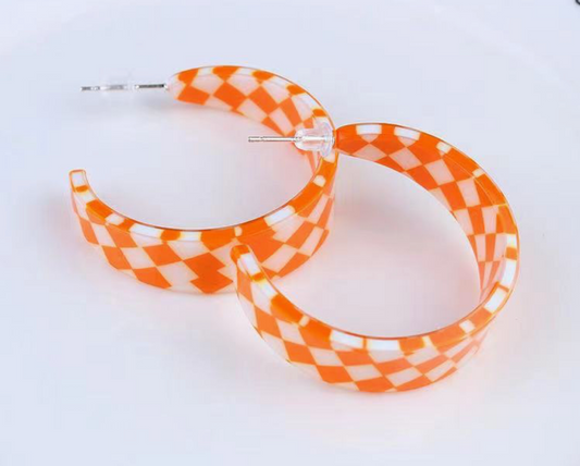 Orange and White Checkered Earrings for Tennessee Fans!