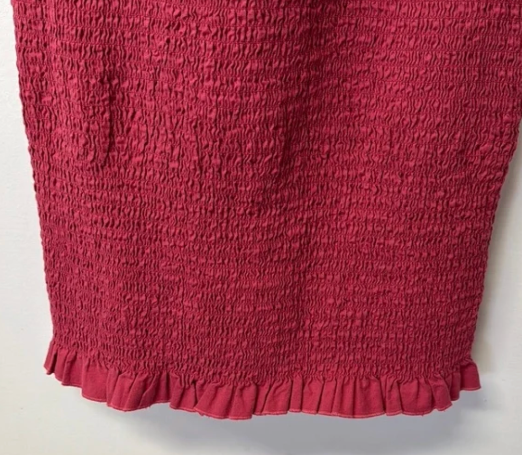 Abercrombie & Fitch Pink Ribbed Mini Dress Casual Smocked Stretch Ruffle XS