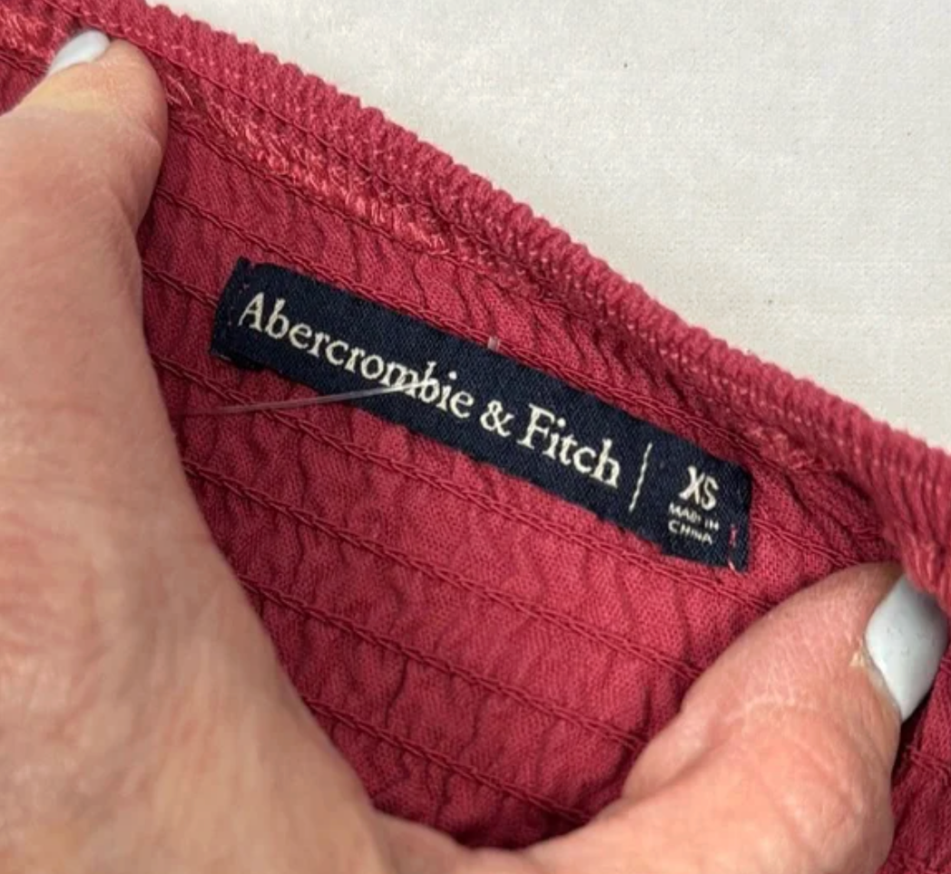 Abercrombie & Fitch Pink Ribbed Mini Dress Casual Smocked Stretch Ruffle XS