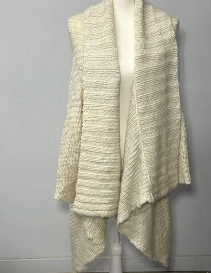 Abercrombie & Fitch Cream Ribbed Knit Oversized Shrug Sweater (XS/S)