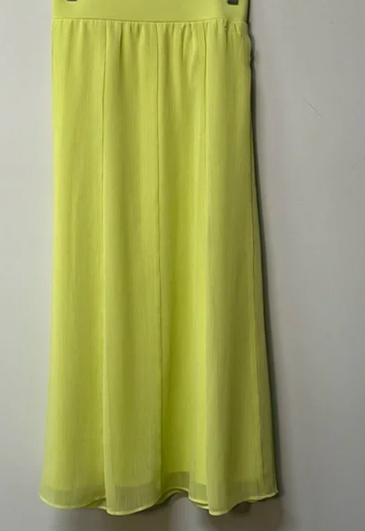 Ruby Rd. Lime Green Sheer Lined Elastic Waist Flowy A-Line Maxi Skirt – Size Large