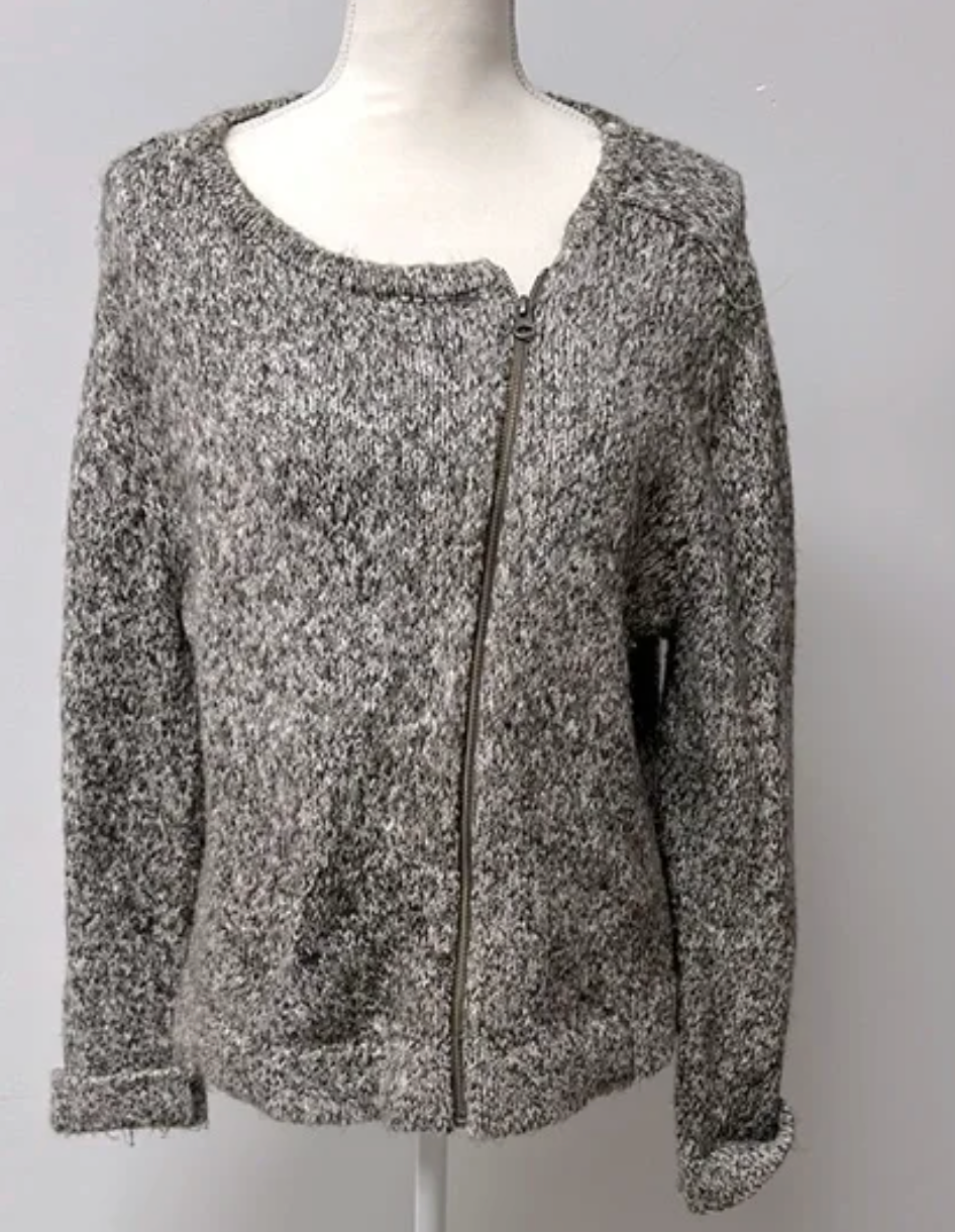 J. Jill Cardigan Zip Sweater – Brown Knit, Size Large