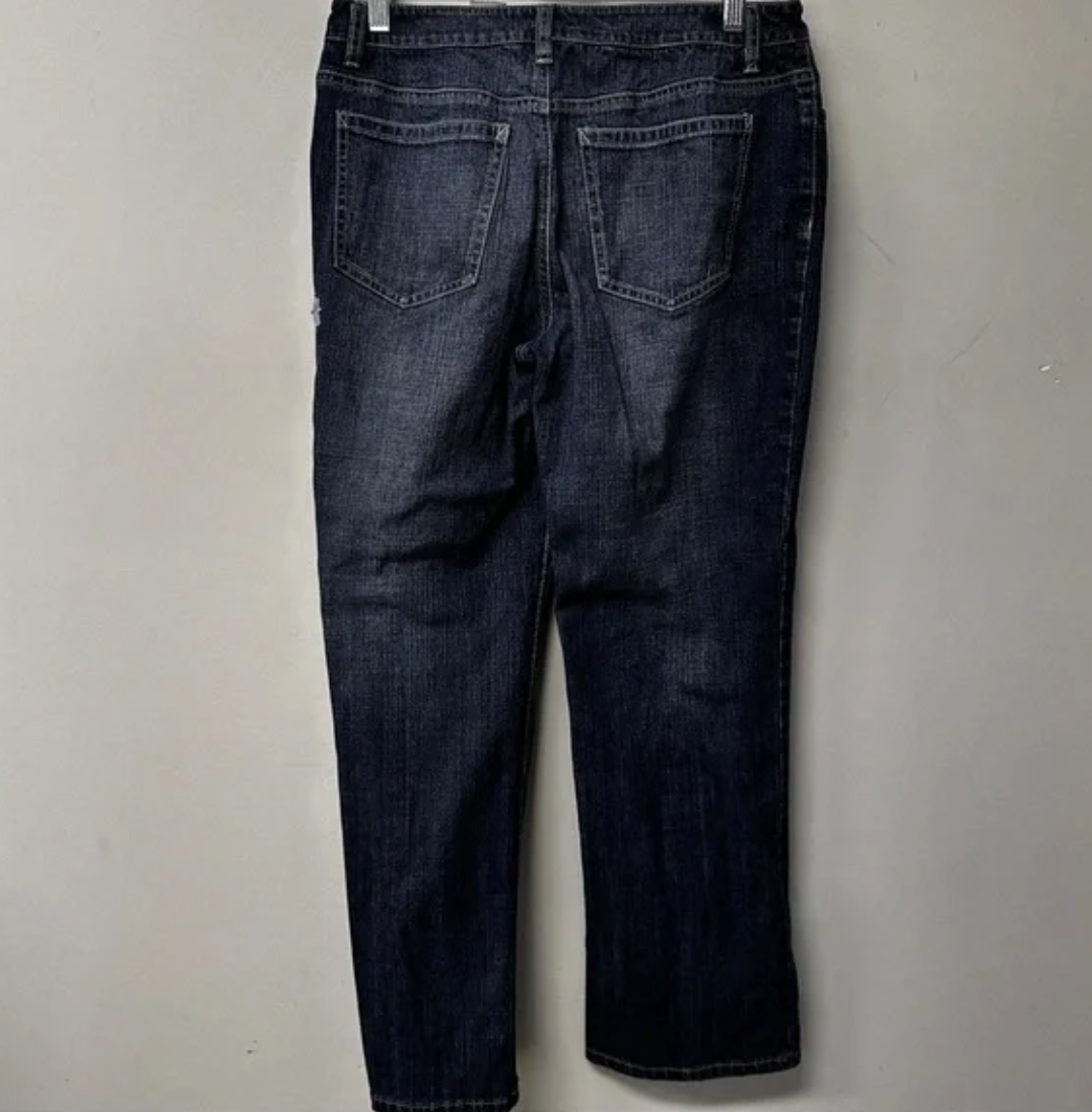 Talbots Embroidered Floral Straight-Leg Jeans Size 8P